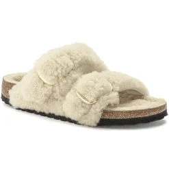 Birkenstock Two-Strap Sandals<Arizona Big Buckle Teddy Eggshell