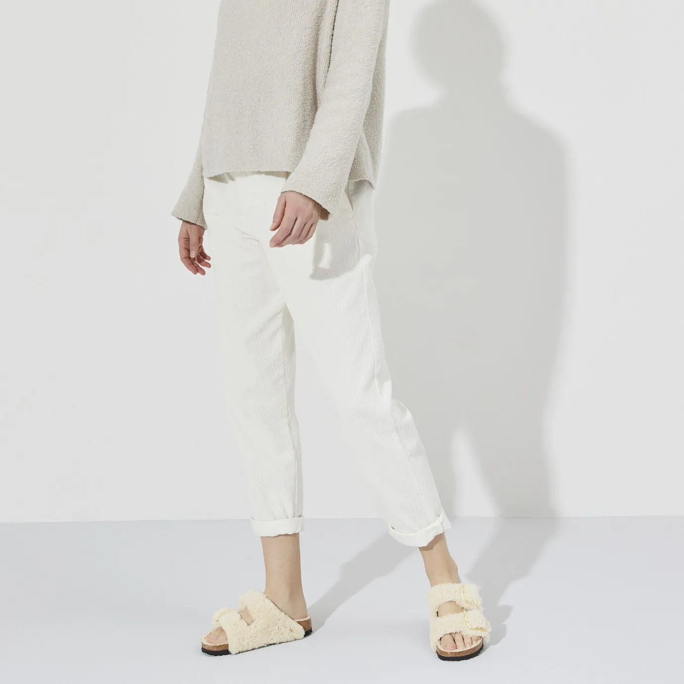 Birkenstock Two-Strap Sandals<Arizona Big Buckle Teddy Eggshell