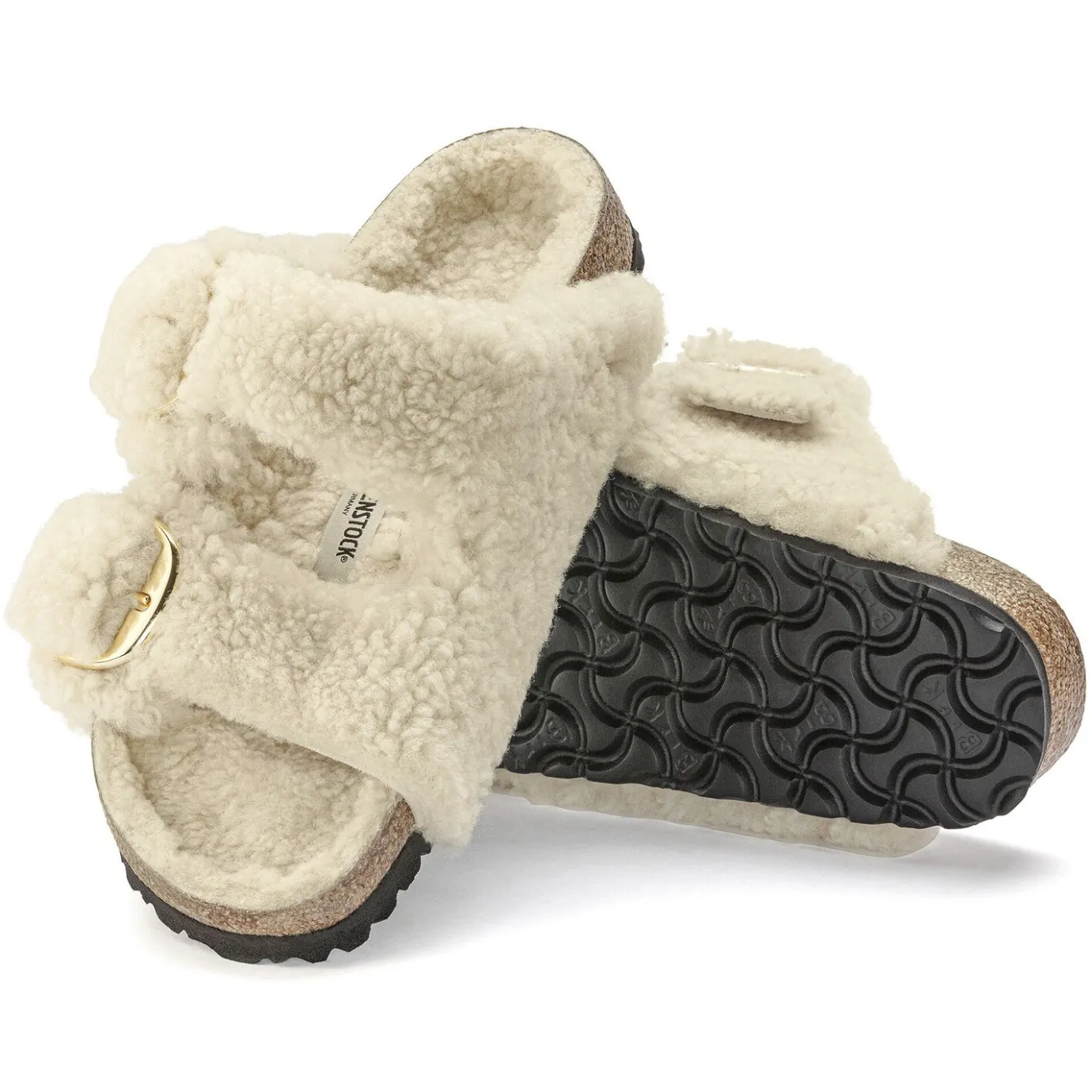 Birkenstock Two-Strap Sandals<Arizona Big Buckle Teddy Eggshell