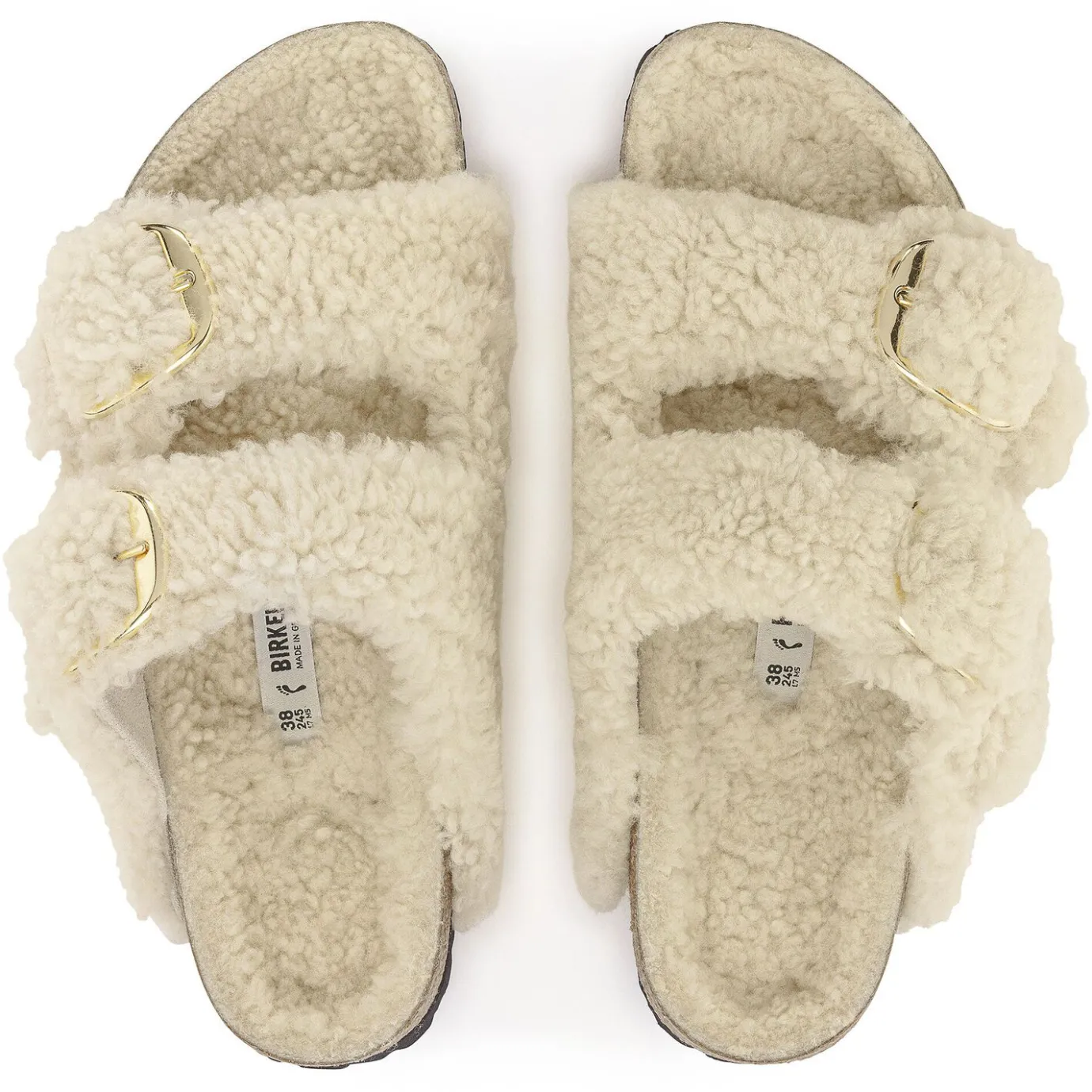 Birkenstock Two-Strap Sandals<Arizona Big Buckle Teddy Eggshell