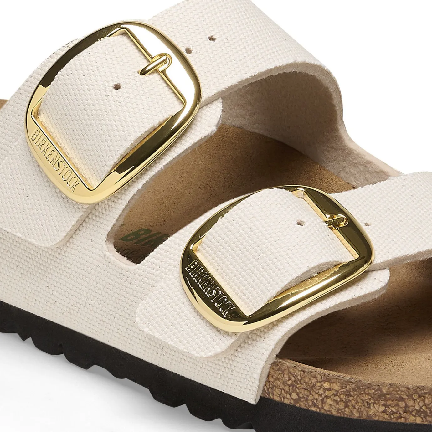 Birkenstock Two-Strap Sandals<Arizona Big Buckle Rivet Logo Canvas Eggshell
