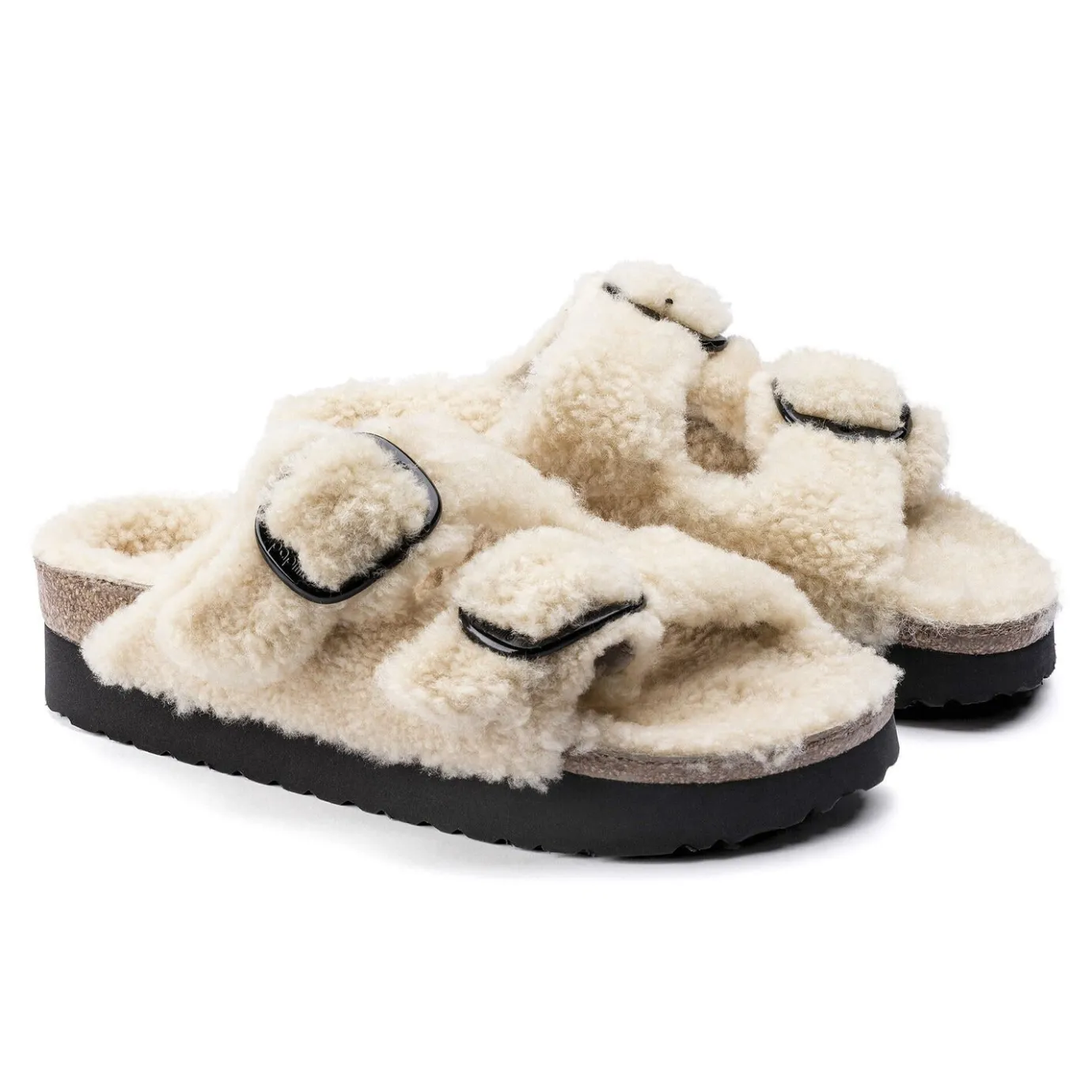 Birkenstock Two-Strap Sandals<Arizona Big Buckle Shearling Teddy Eggshell