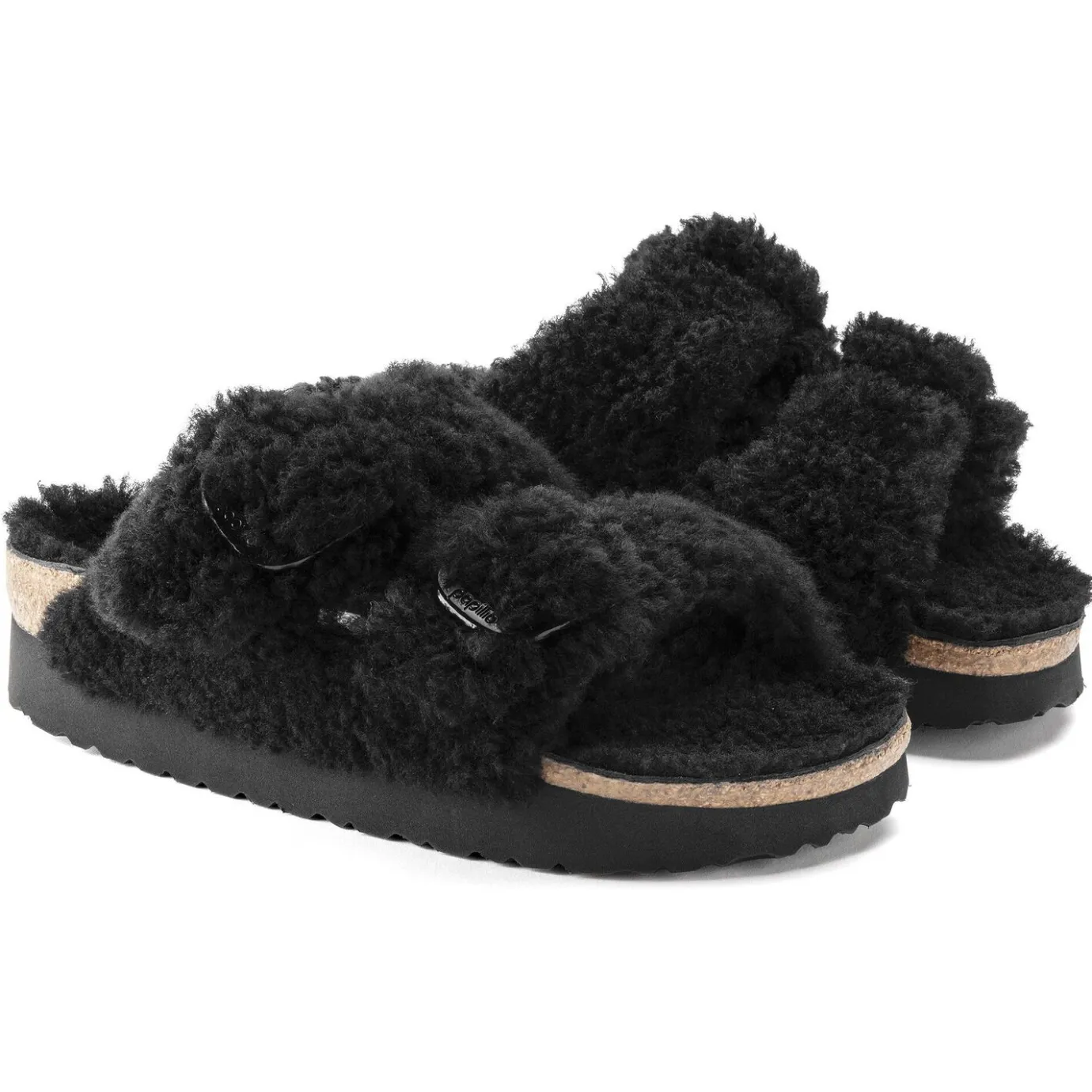 Birkenstock Two-Strap Sandals<Arizona Big Buckle Shearling Teddy Black