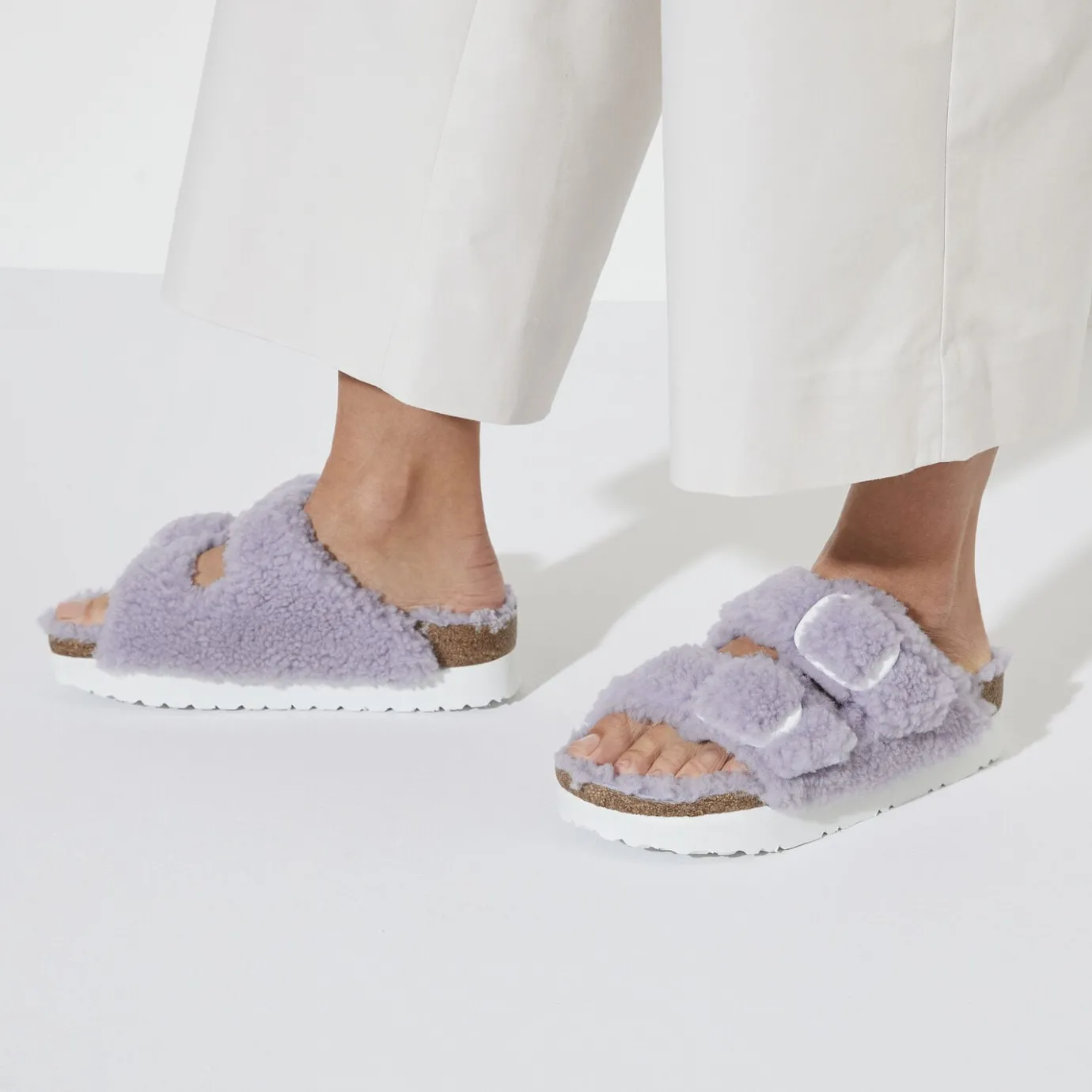 Birkenstock Two-Strap Sandals<Arizona Big Buckle Shearling Purple Fog