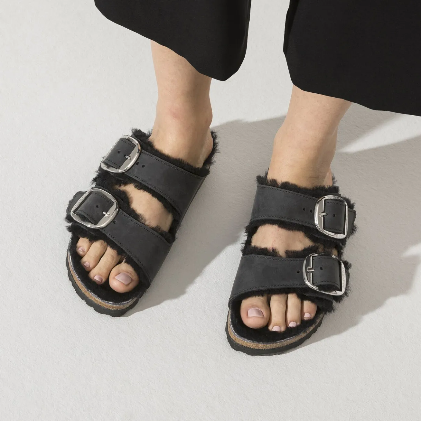 Birkenstock Two-Strap Sandals<Arizona Big Buckle Shearling Black
