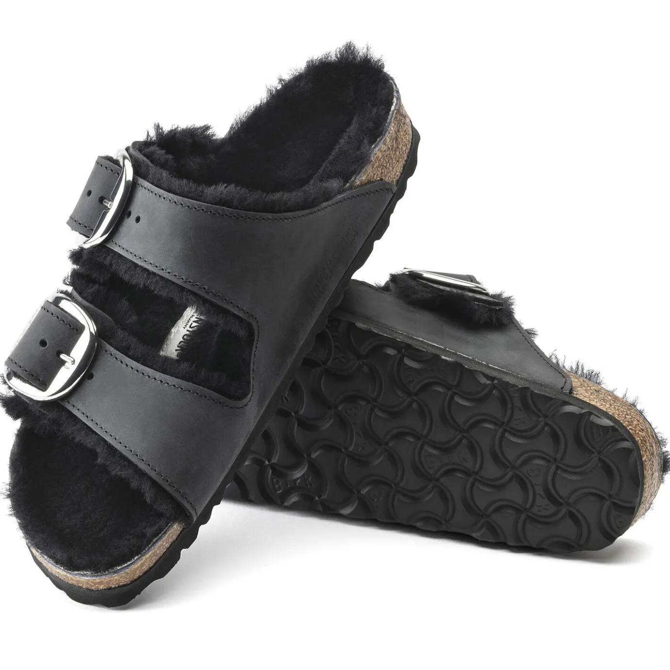 Birkenstock Two-Strap Sandals<Arizona Big Buckle Shearling Black