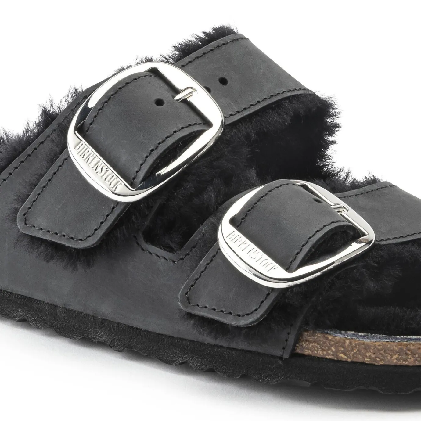 Birkenstock Two-Strap Sandals<Arizona Big Buckle Shearling Black