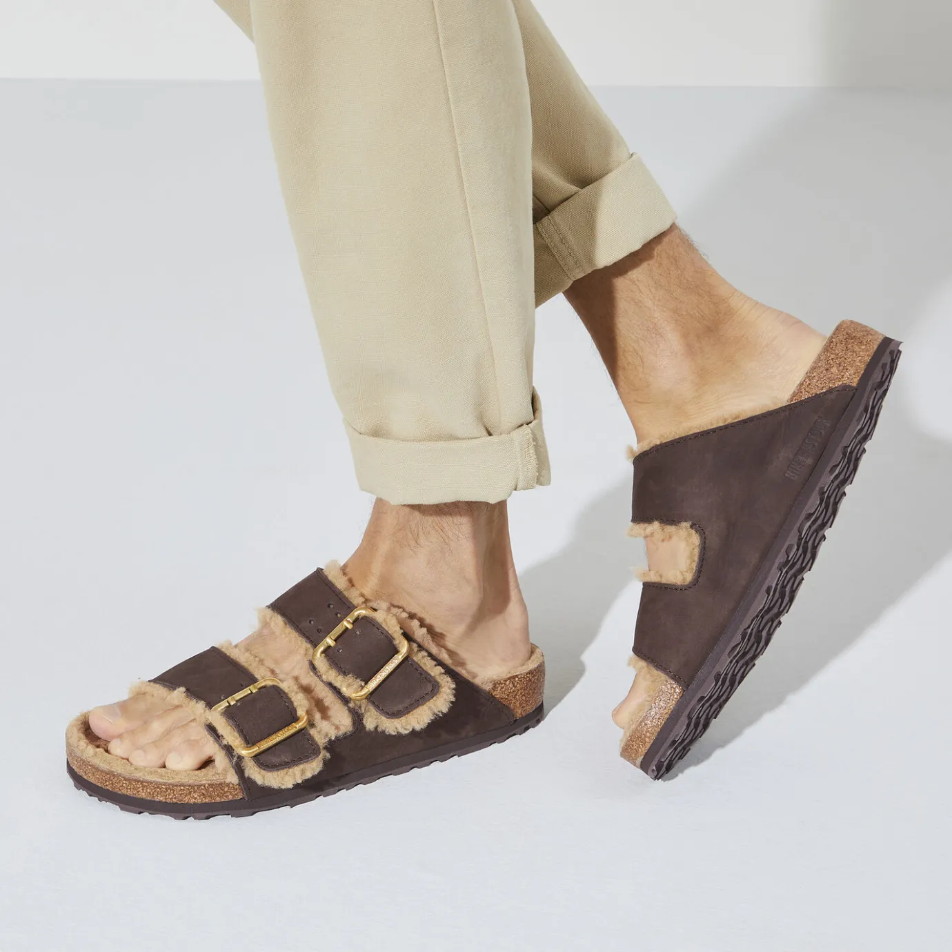 Birkenstock Two-Strap Sandals<Arizona Bold Shearling Espresso