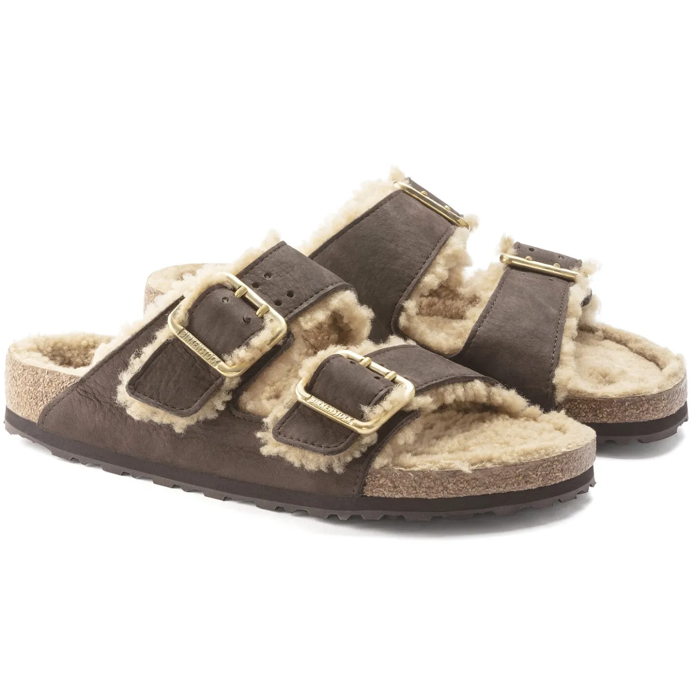 Birkenstock Two-Strap Sandals<Arizona Bold Shearling Espresso