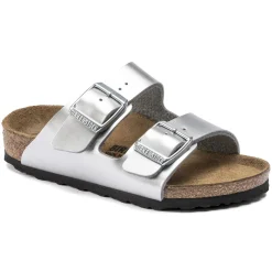 Birkenstock Strap Sandals<Arizona Kids Electric Metallic Silver
