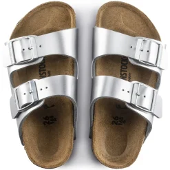 Birkenstock Strap Sandals<Arizona Kids Electric Metallic Silver