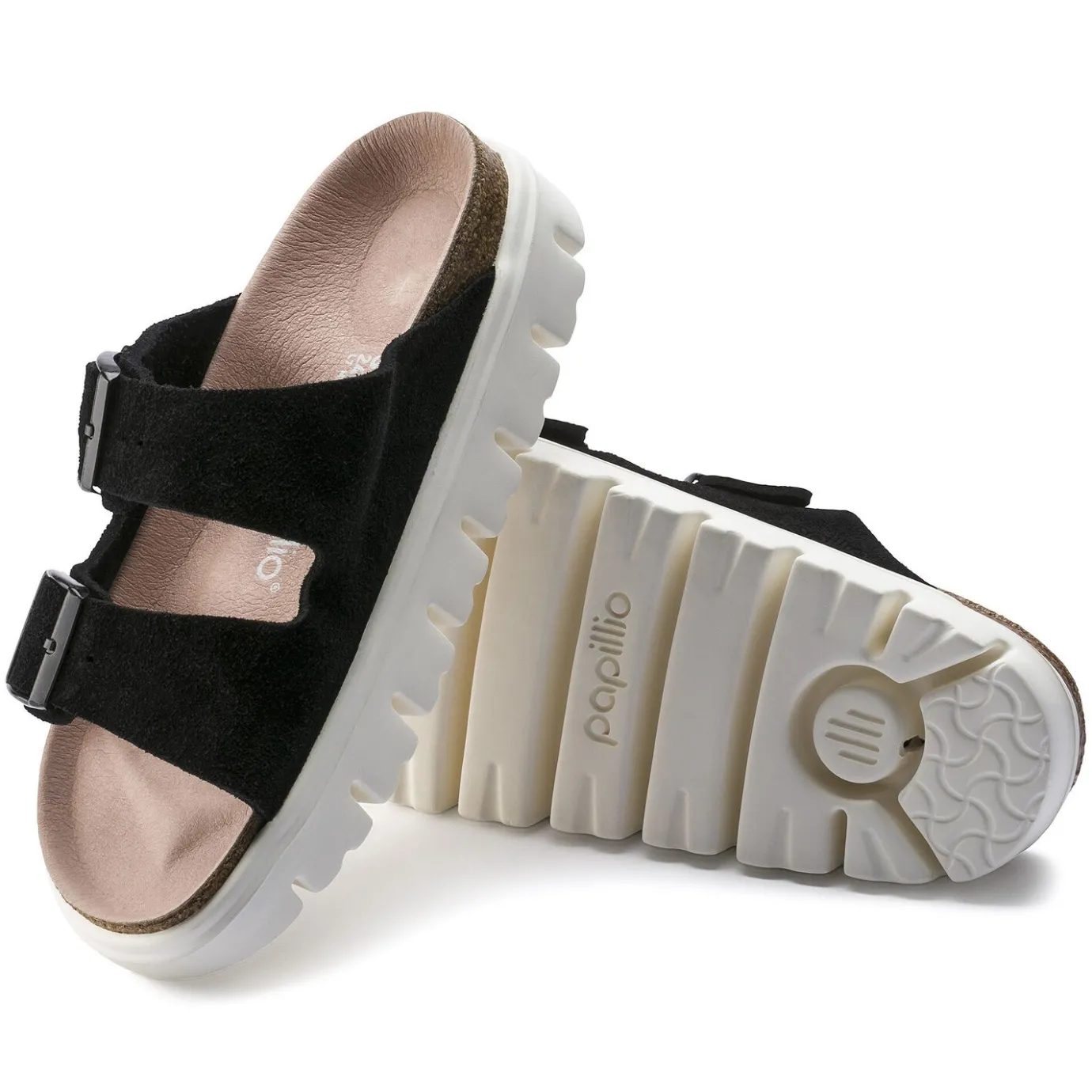Birkenstock Two-Strap Sandals<Arizona Platform Chunky Suede Black