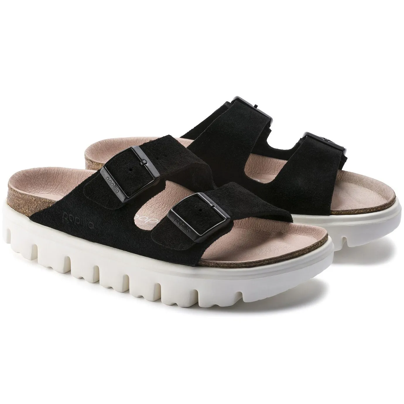 Birkenstock Two-Strap Sandals<Arizona Platform Chunky Suede Black