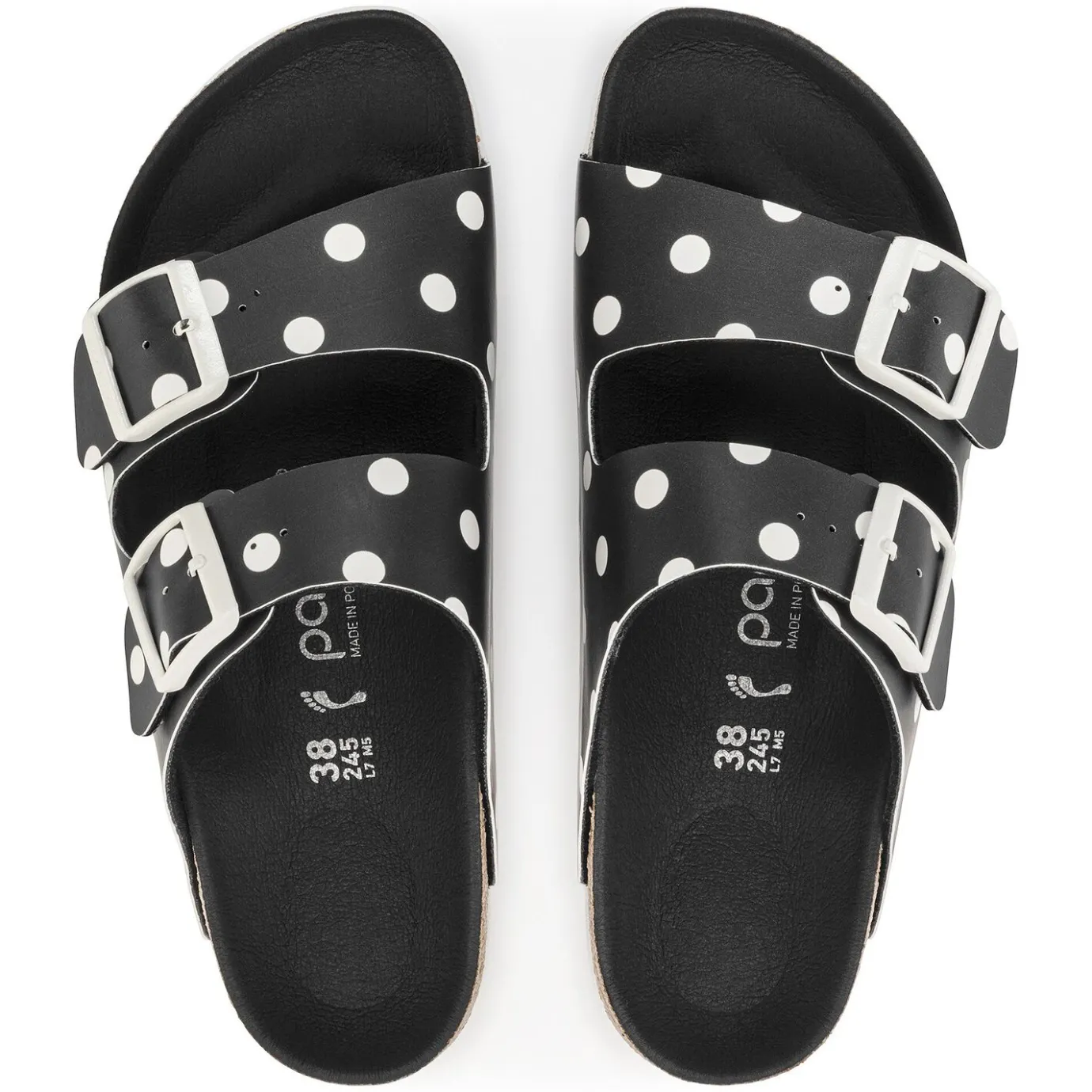 Birkenstock Two-Strap Sandals<Arizona Platform Black White Dots