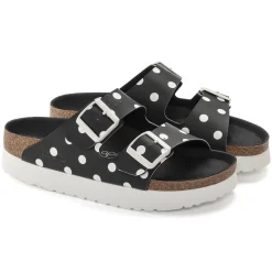 Birkenstock Two-Strap Sandals<Arizona Platform Black White Dots