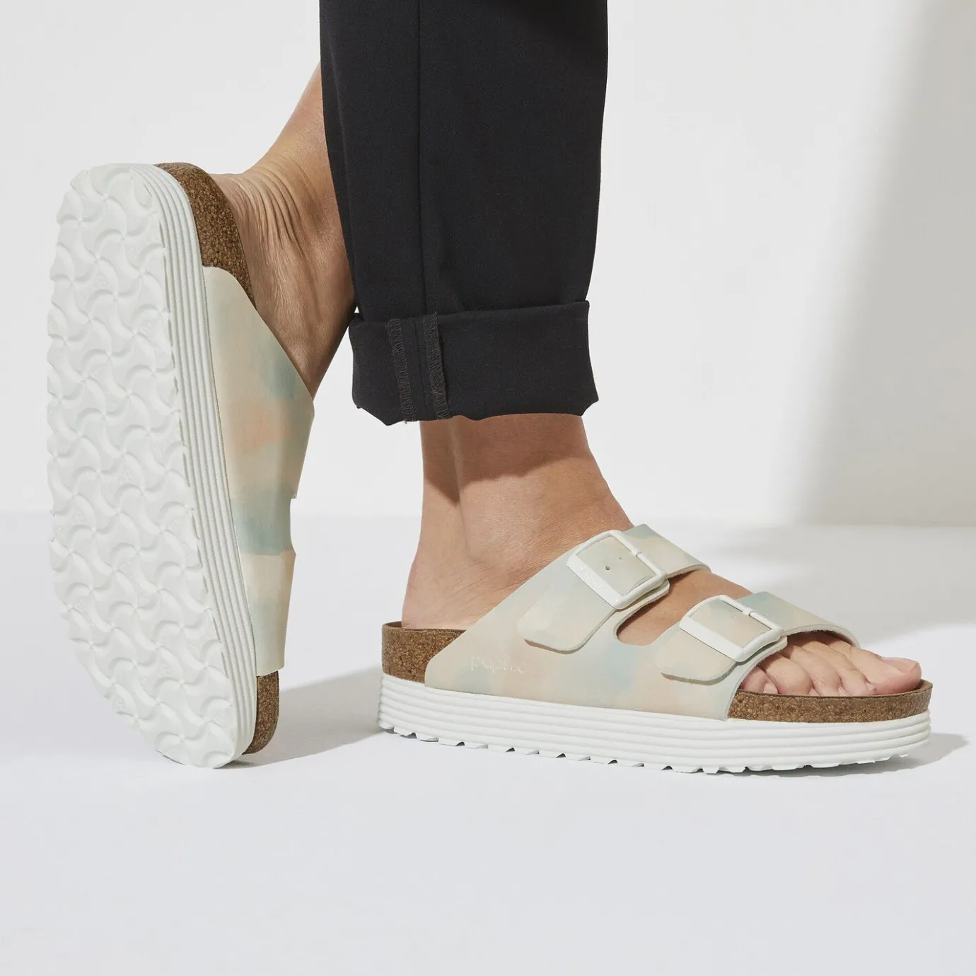 Birkenstock Two-Strap Sandals<Arizona Platform Vegan Watercolor Pink/Blue
