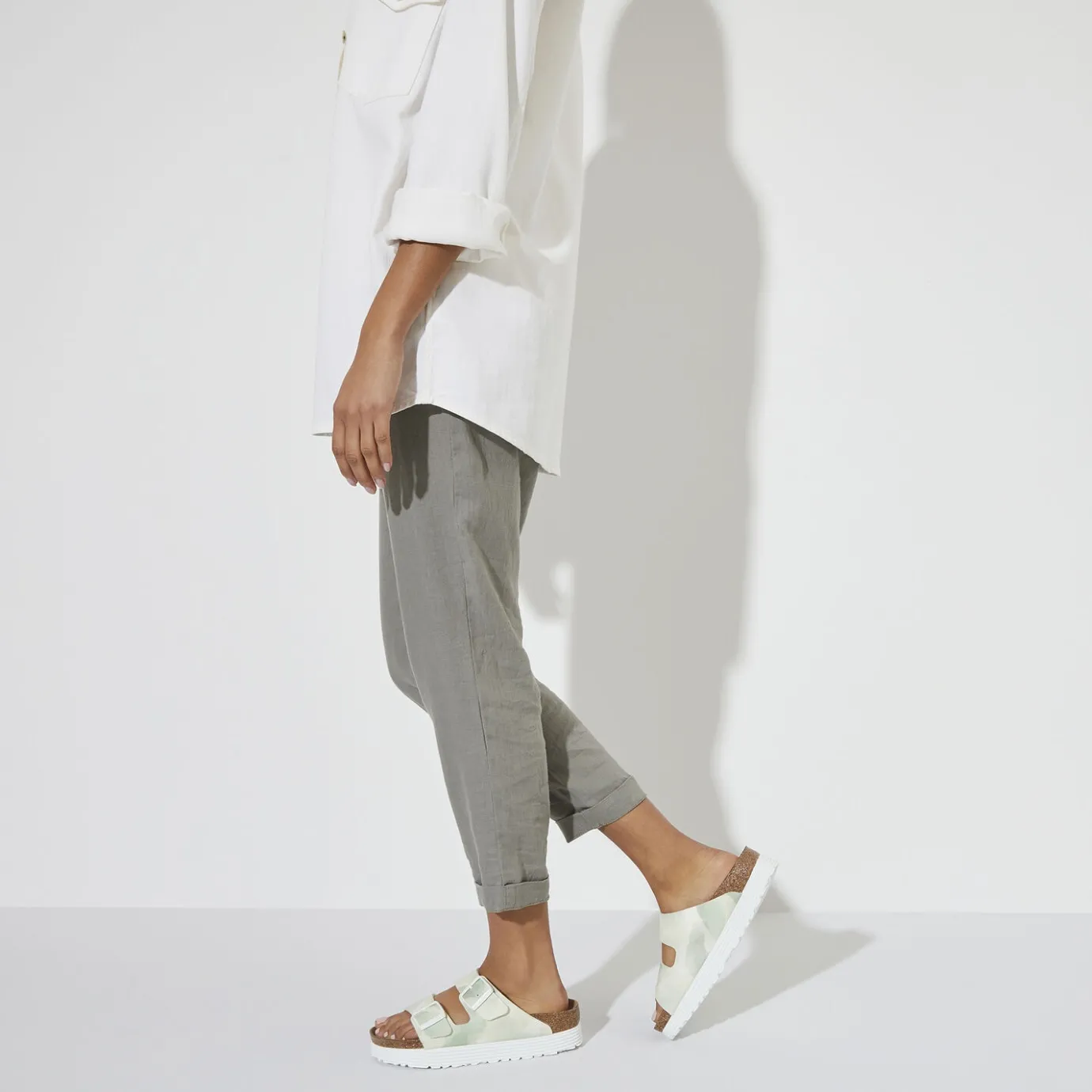 Birkenstock Two-Strap Sandals<Arizona Platform Vegan Watercolor Khaki