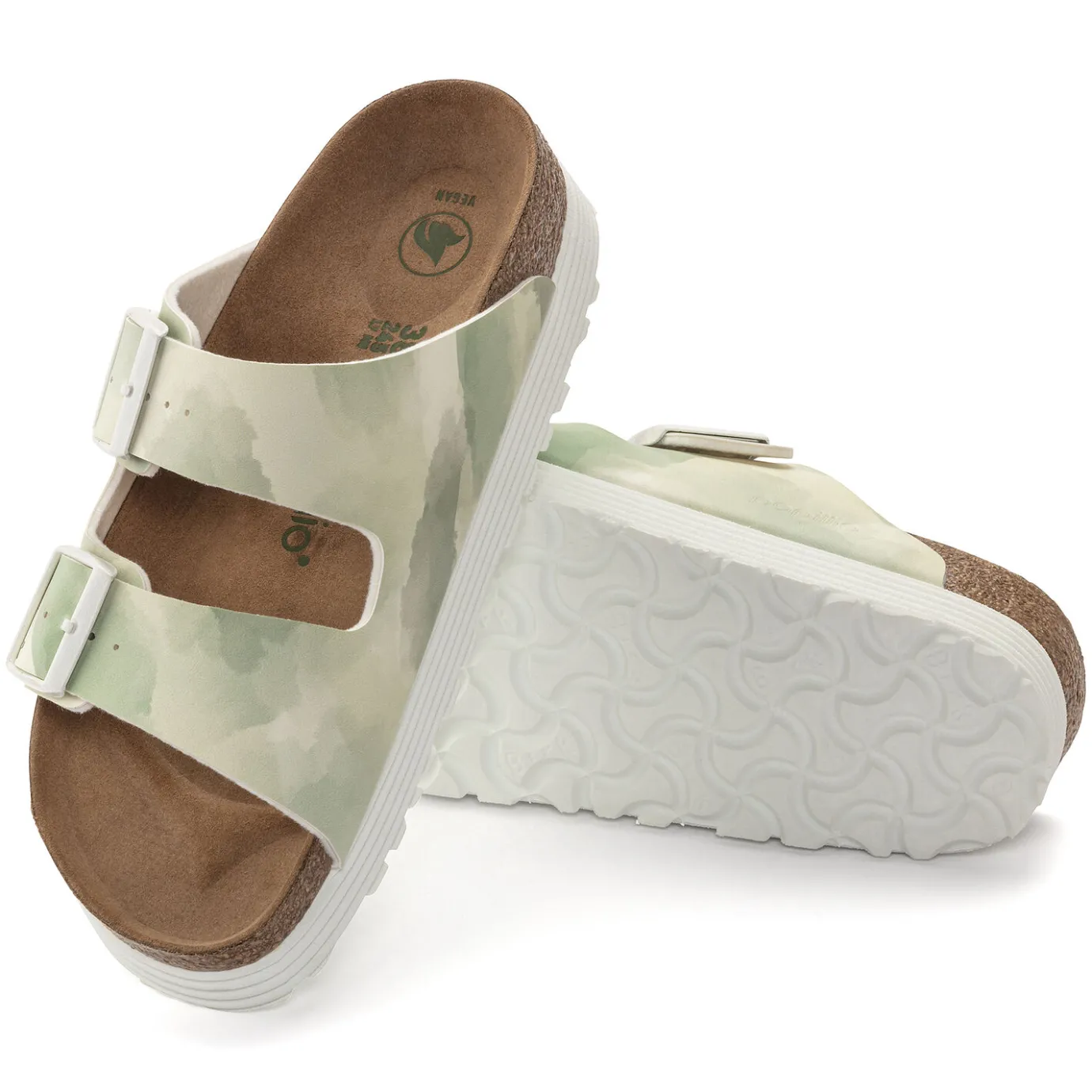 Birkenstock Two-Strap Sandals<Arizona Platform Vegan Watercolor Khaki