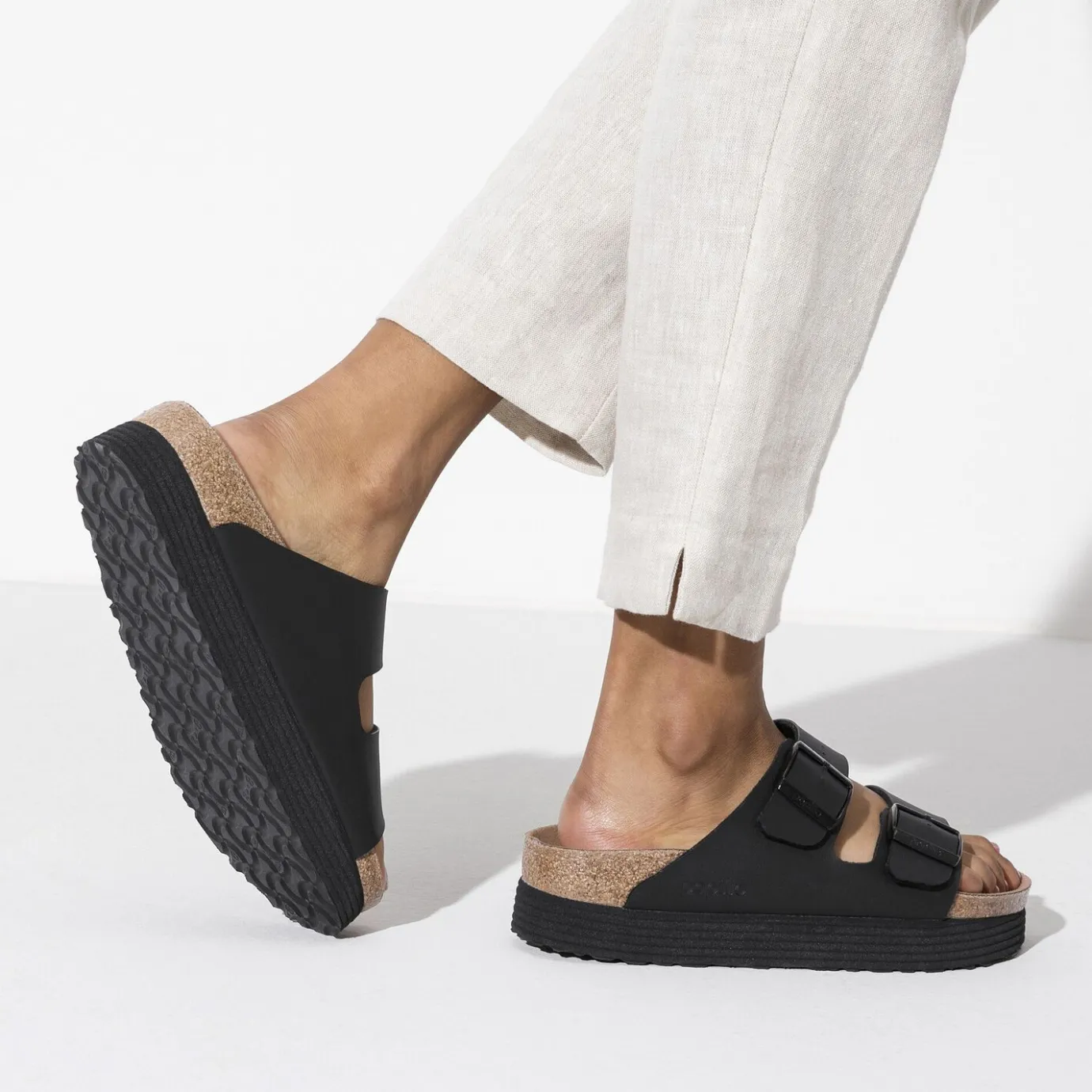 Birkenstock Two-Strap Sandals<Arizona Platform Vegan Black