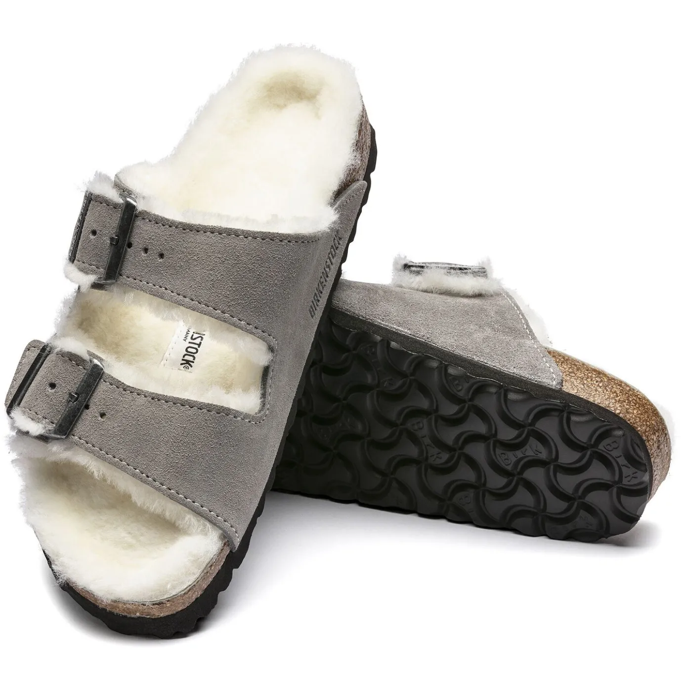 Birkenstock Two-Strap Sandals<Arizona Shearling Stone Coin