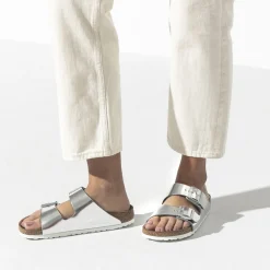 Birkenstock Two-Strap Sandals<Arizona Soft Footbed Metallic Silver