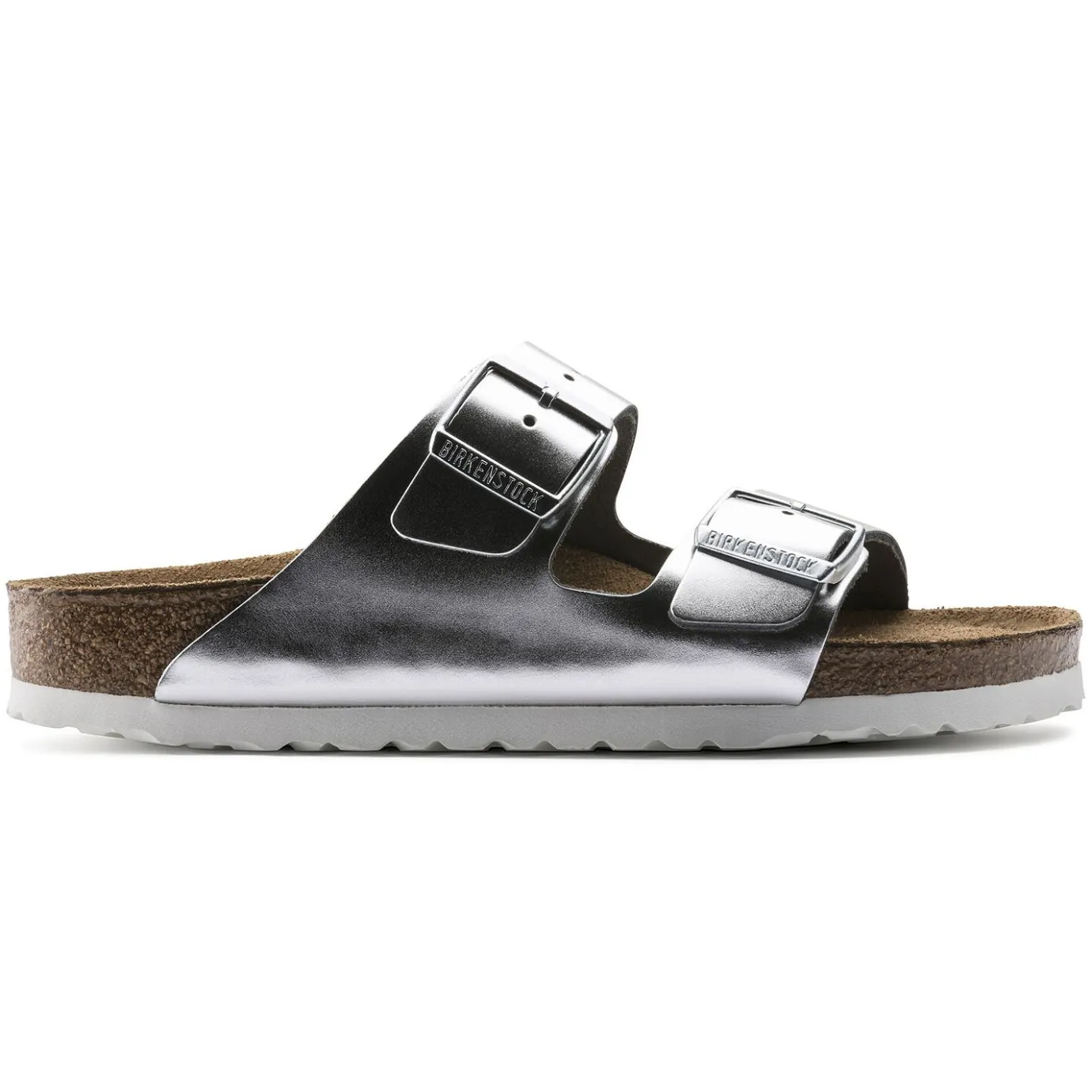 Birkenstock Two-Strap Sandals<Arizona Soft Footbed Metallic Silver