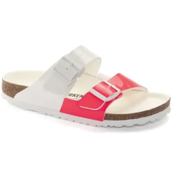 Birkenstock Two-Strap Sandals<Arizona Split Neon Pink/White Patent