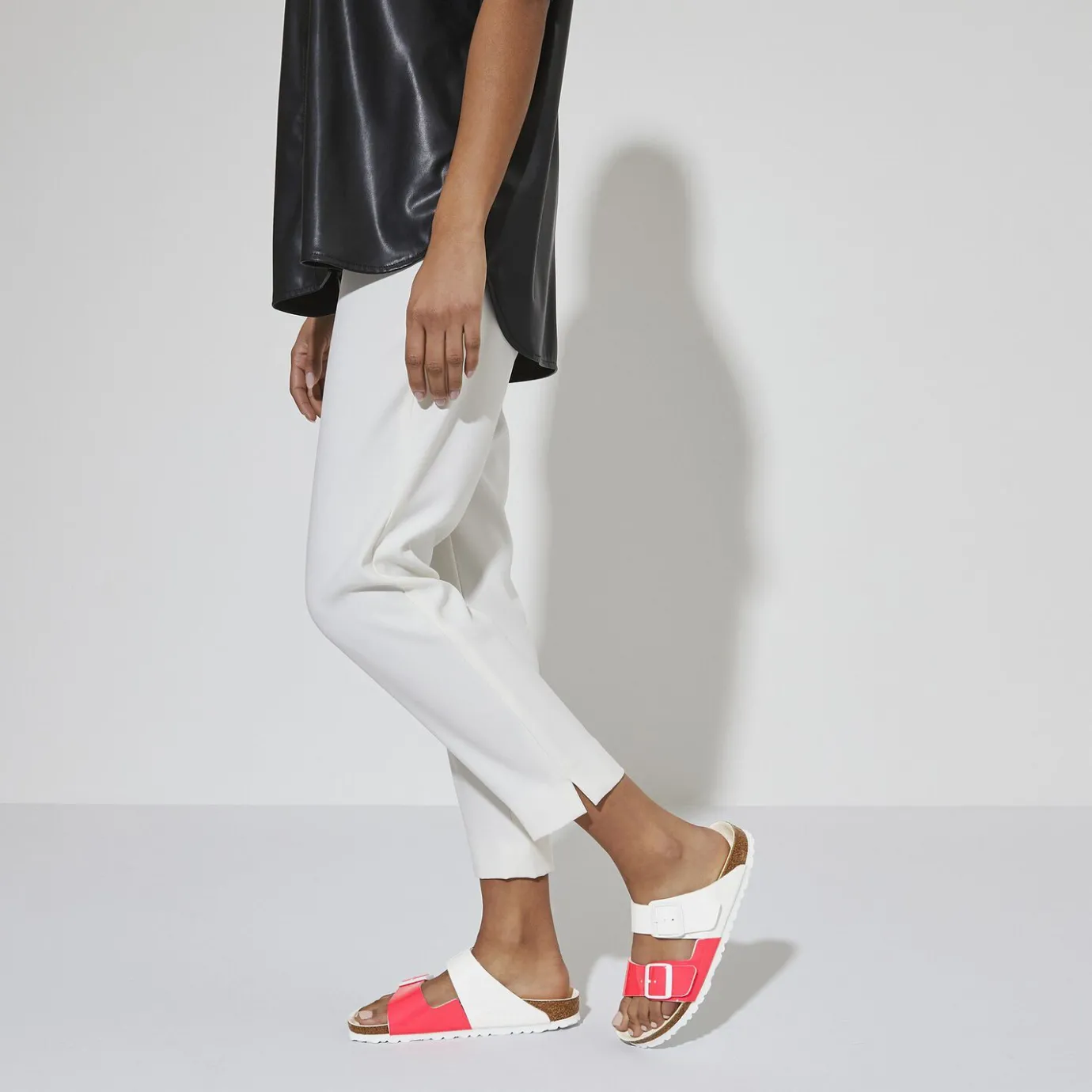 Birkenstock Two-Strap Sandals<Arizona Split Neon Pink/White Patent
