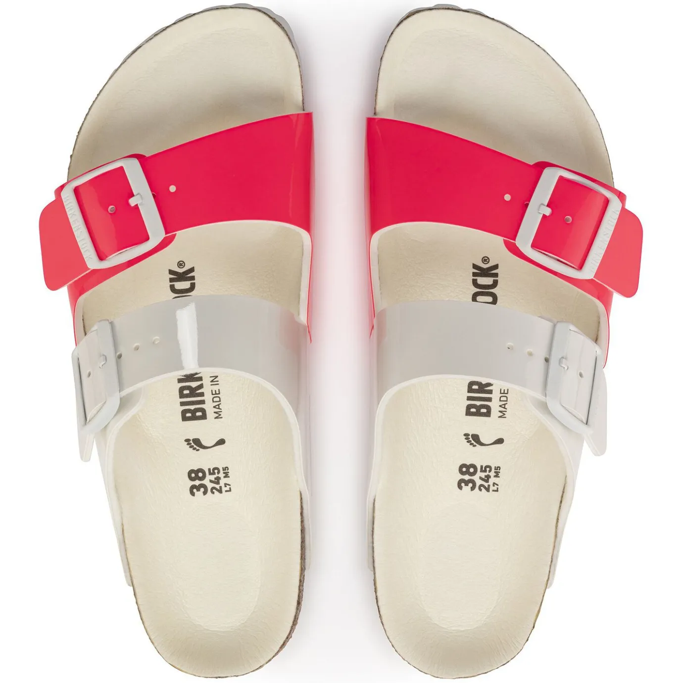 Birkenstock Two-Strap Sandals<Arizona Split Neon Pink/White Patent