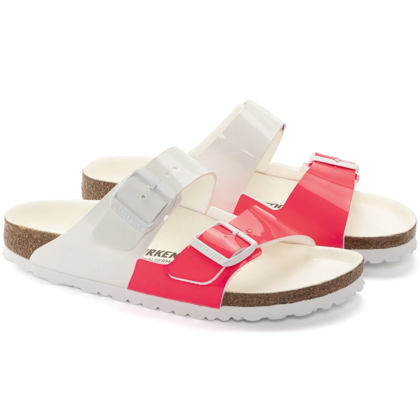 Birkenstock Two-Strap Sandals<Arizona Split Neon Pink/White Patent