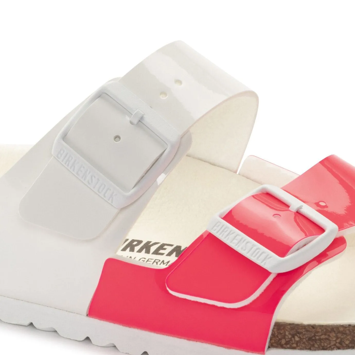 Birkenstock Two-Strap Sandals<Arizona Split Neon Pink/White Patent