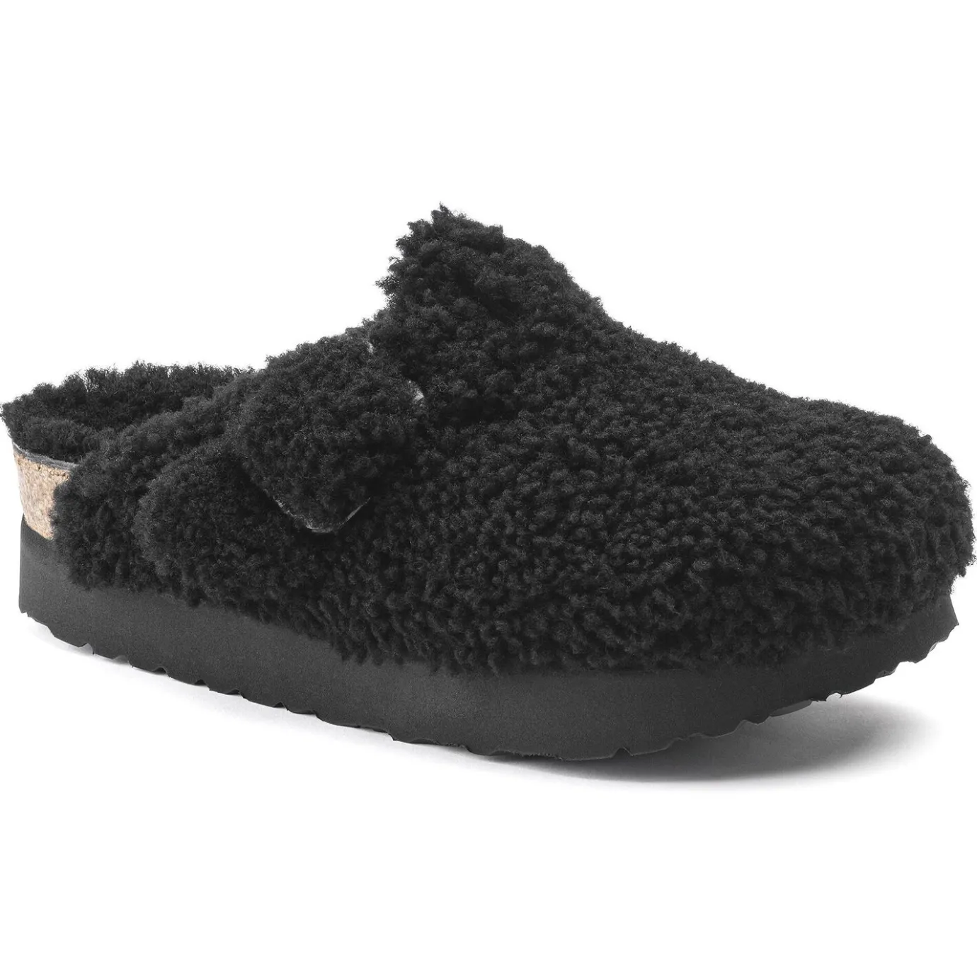 Birkenstock Platform<Boston Big Buckle Platform Teddy Black