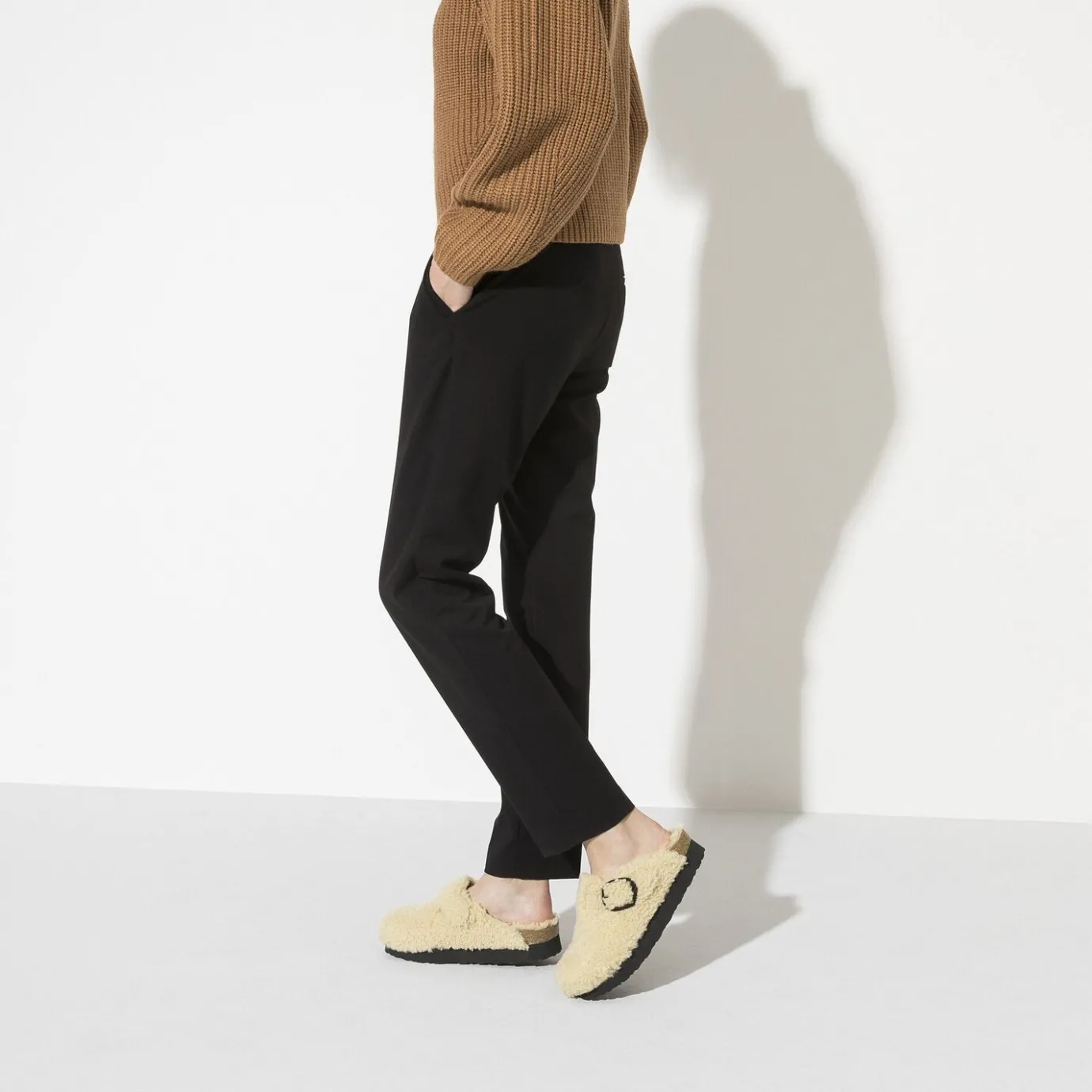 Birkenstock Platform<Boston Big Buckle Platform Teddy Eggshell