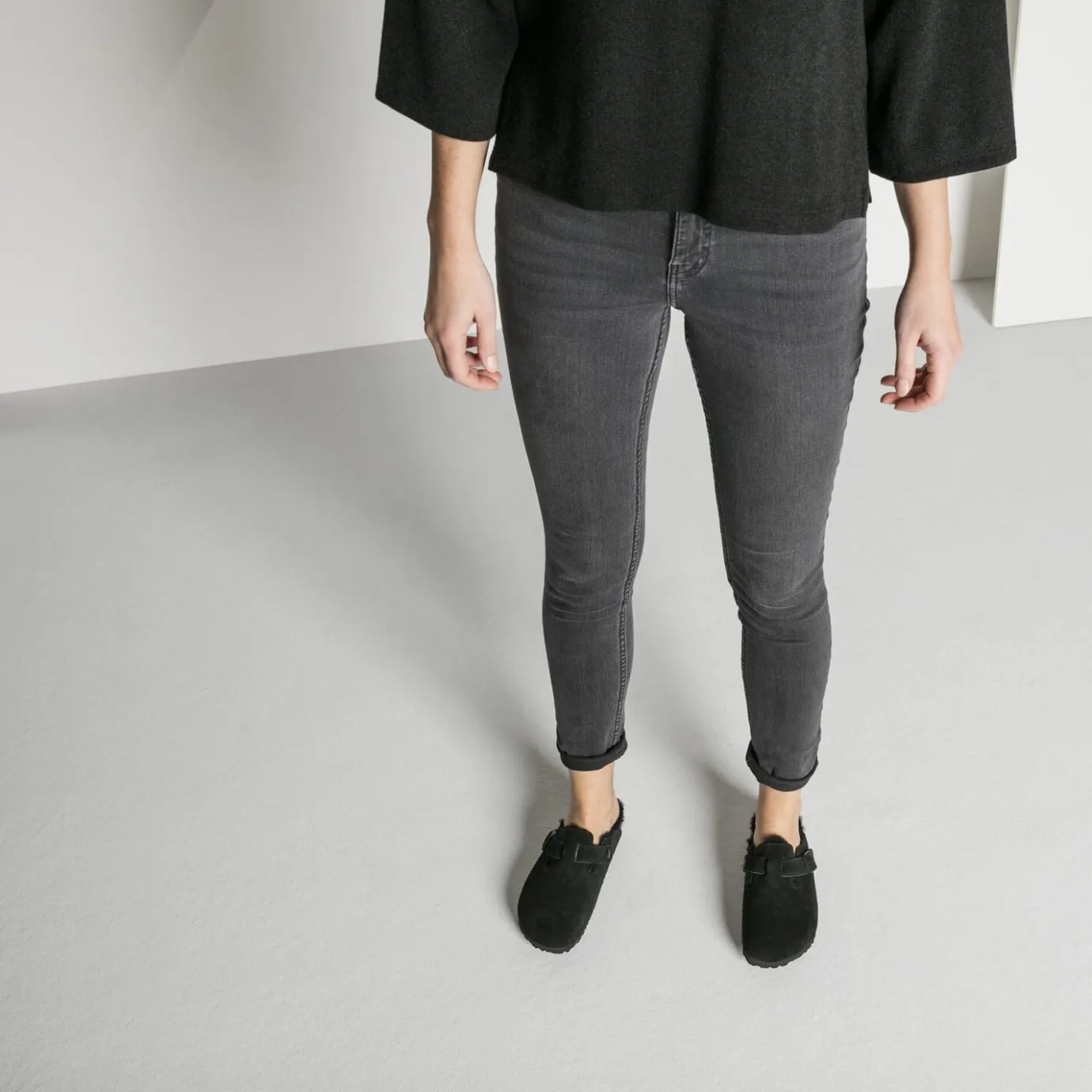 Birkenstock Clogs<Boston Shearling Black