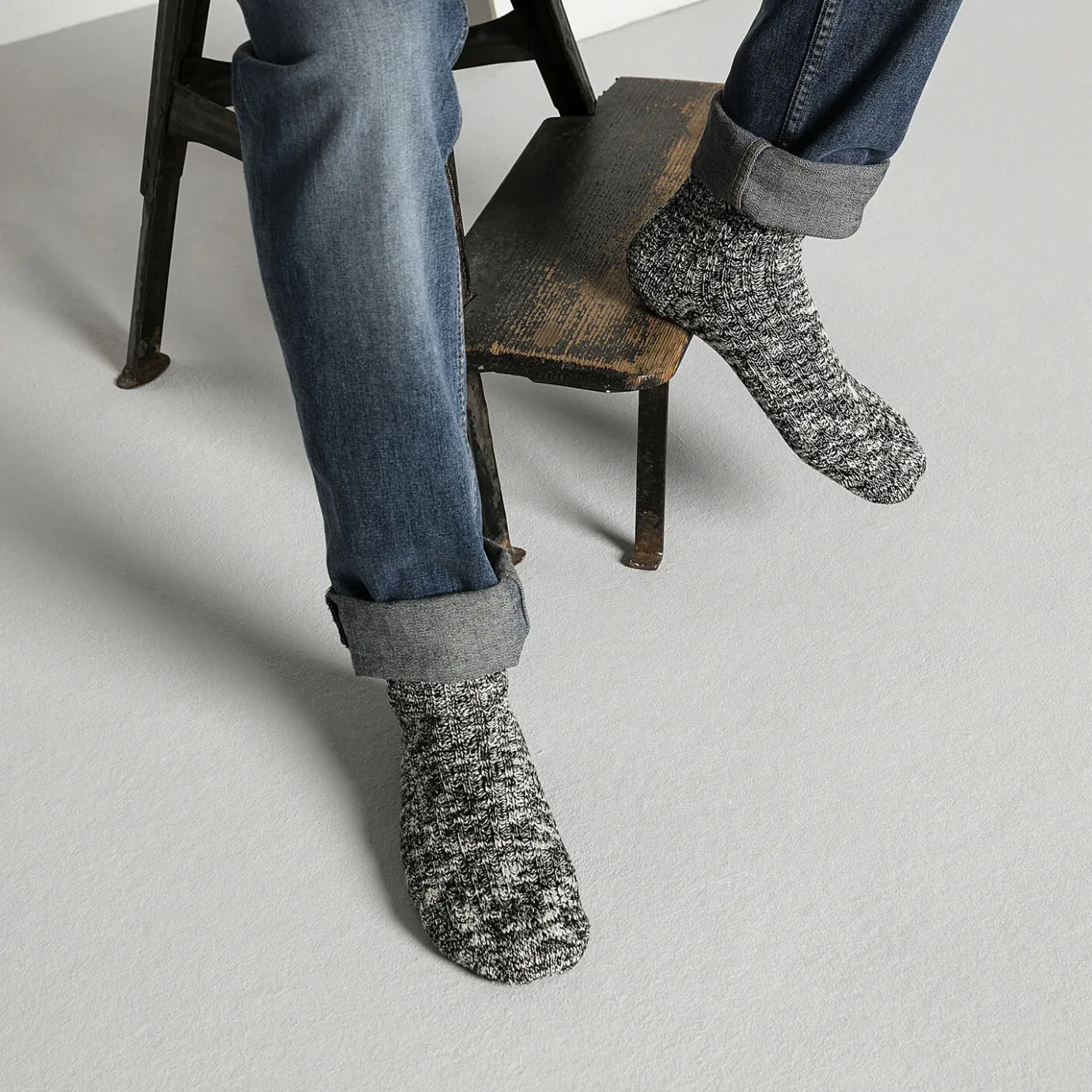 Birkenstock Socks<Cotton Slub Men Black/Gray