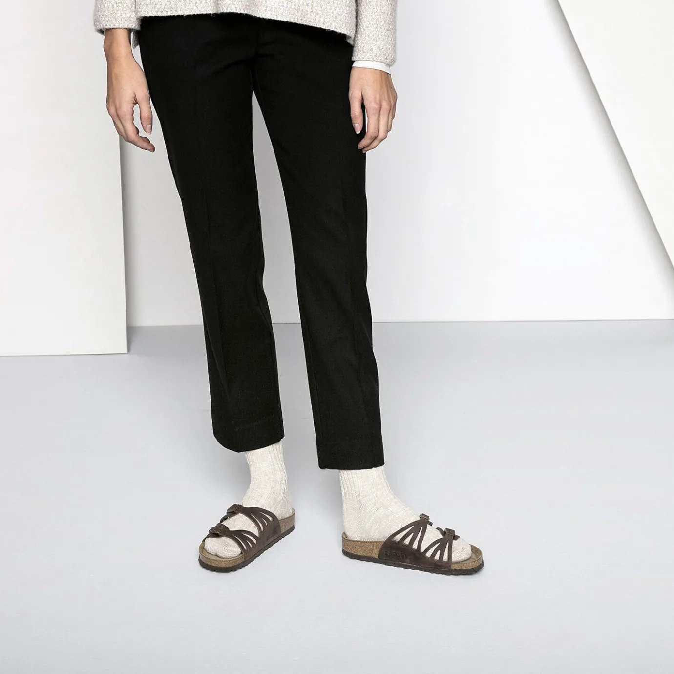 Birkenstock Socks<Cotton Slub Women Beige/White