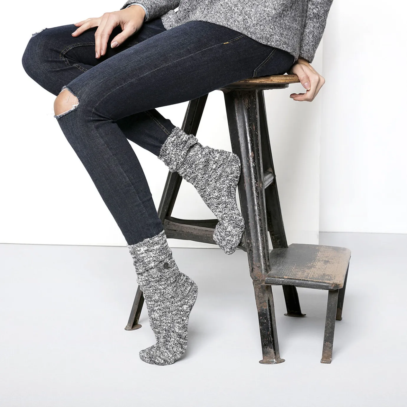 Birkenstock Socks<Cotton Slub Women Black/Gray