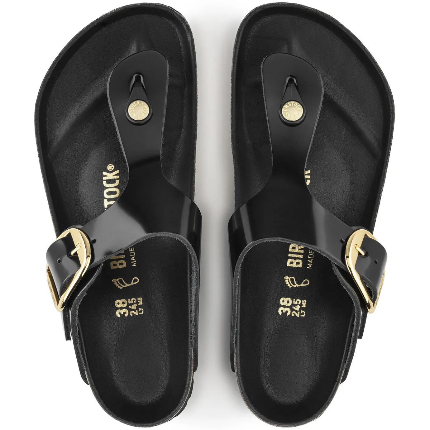Birkenstock Thong Sandals<Gizeh Big Buckle High Shine Black
