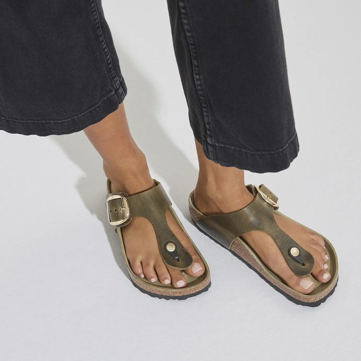 Birkenstock Thong Sandals<Gizeh Big Buckle Olive Green