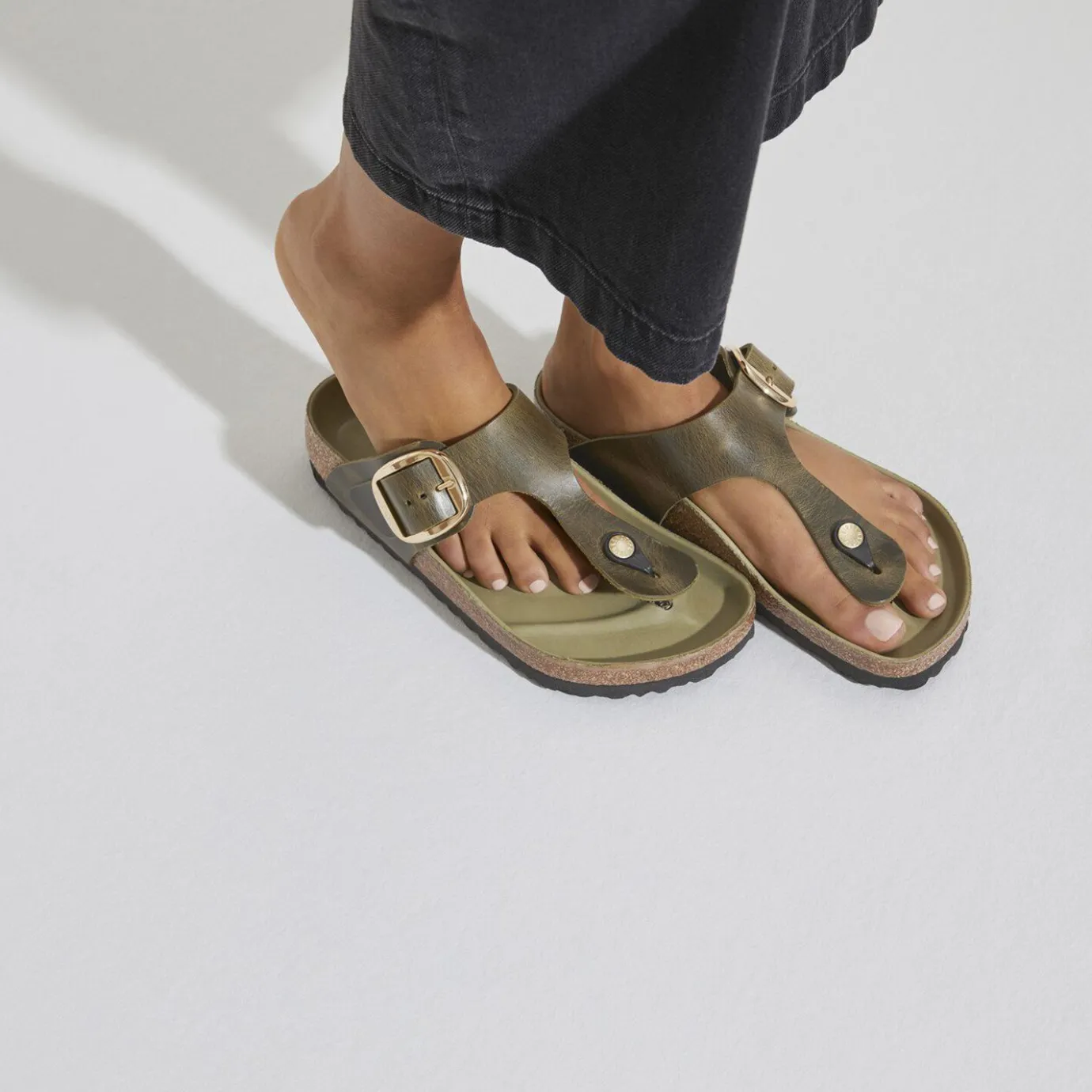 Birkenstock Thong Sandals<Gizeh Big Buckle Olive Green