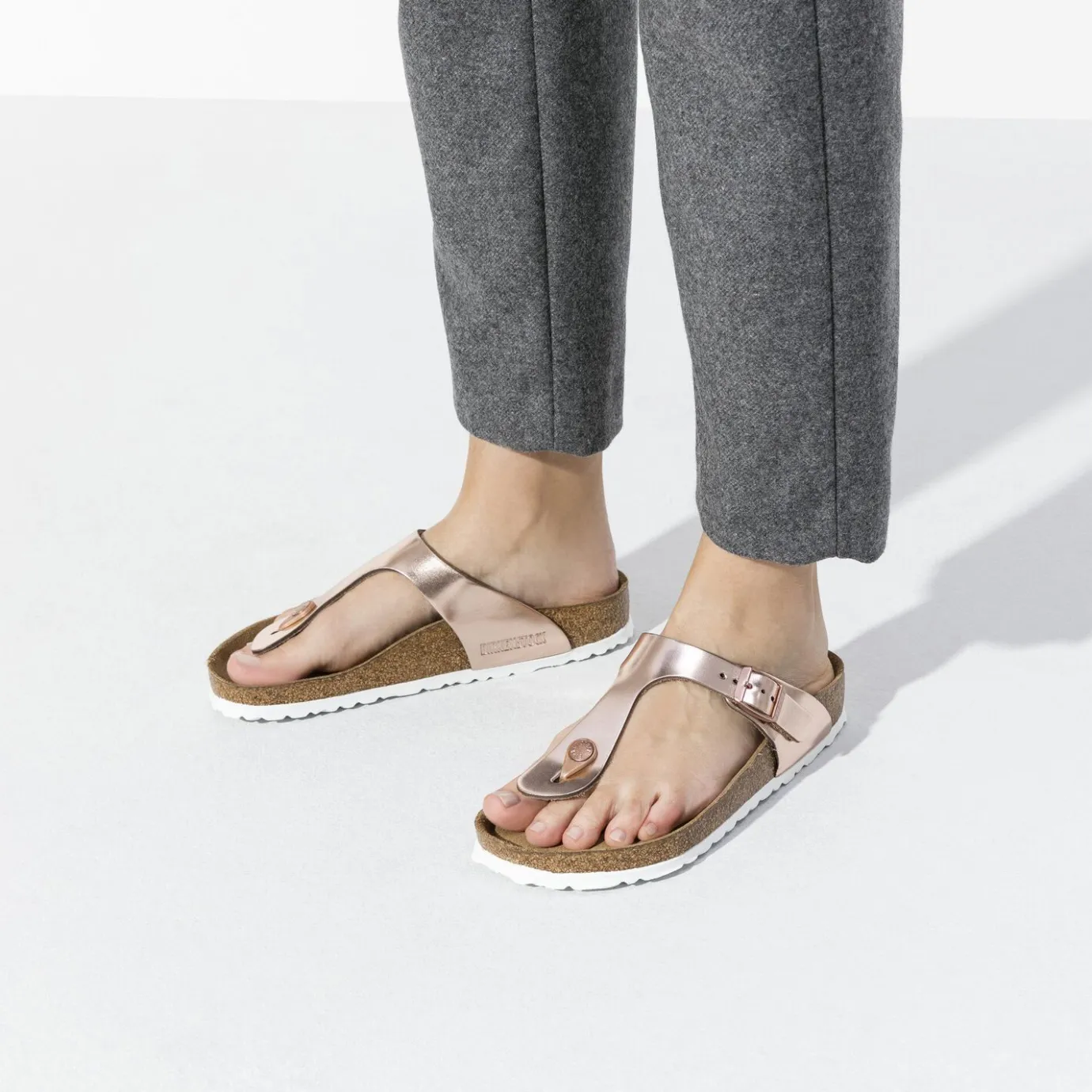 Birkenstock Thong Sandals<Gizeh Soft Footbed Metallic Copper