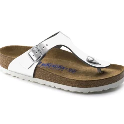 Birkenstock Thong Sandals<Gizeh Soft Footbed Metallic Silver