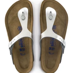 Birkenstock Thong Sandals<Gizeh Soft Footbed Metallic Silver