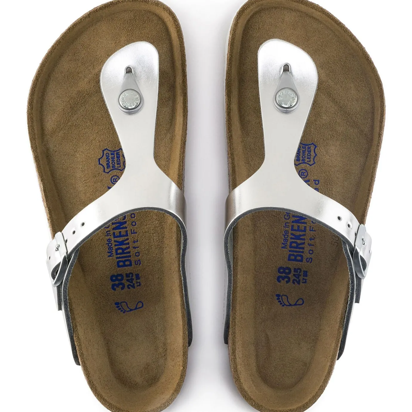 Birkenstock Thong Sandals<Gizeh Soft Footbed Metallic Silver