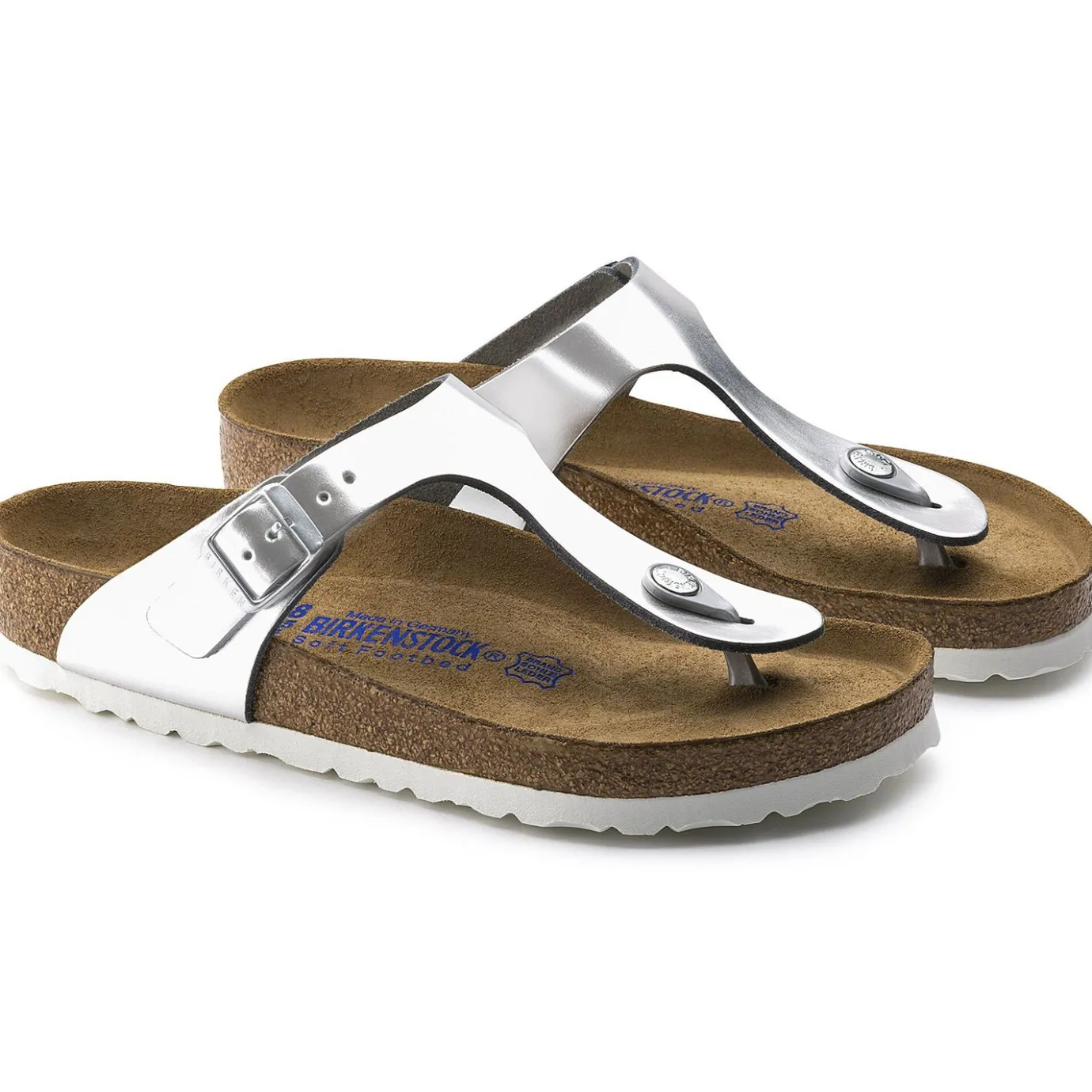 Birkenstock Thong Sandals<Gizeh Soft Footbed Metallic Silver