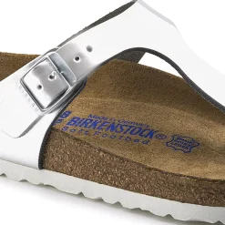 Birkenstock Thong Sandals<Gizeh Soft Footbed Metallic Silver