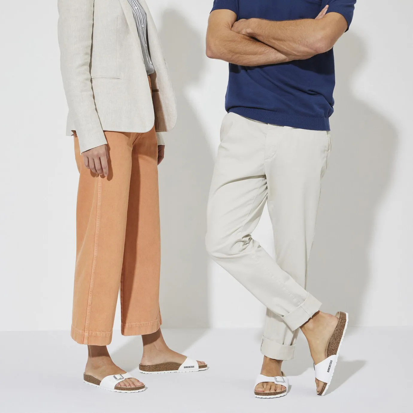 Birkenstock One-Strap Sandals<Madrid White