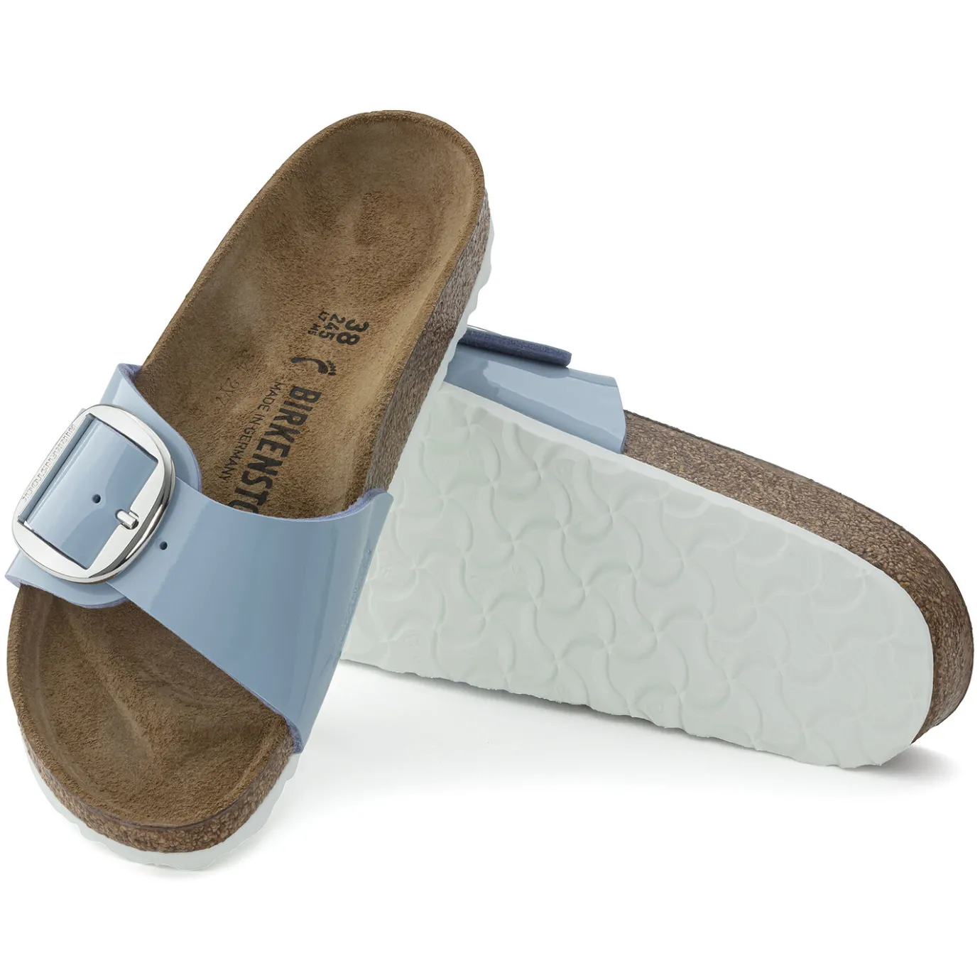 Birkenstock One-Strap Sandals<Madrid Big Buckle Patent Dove Blue