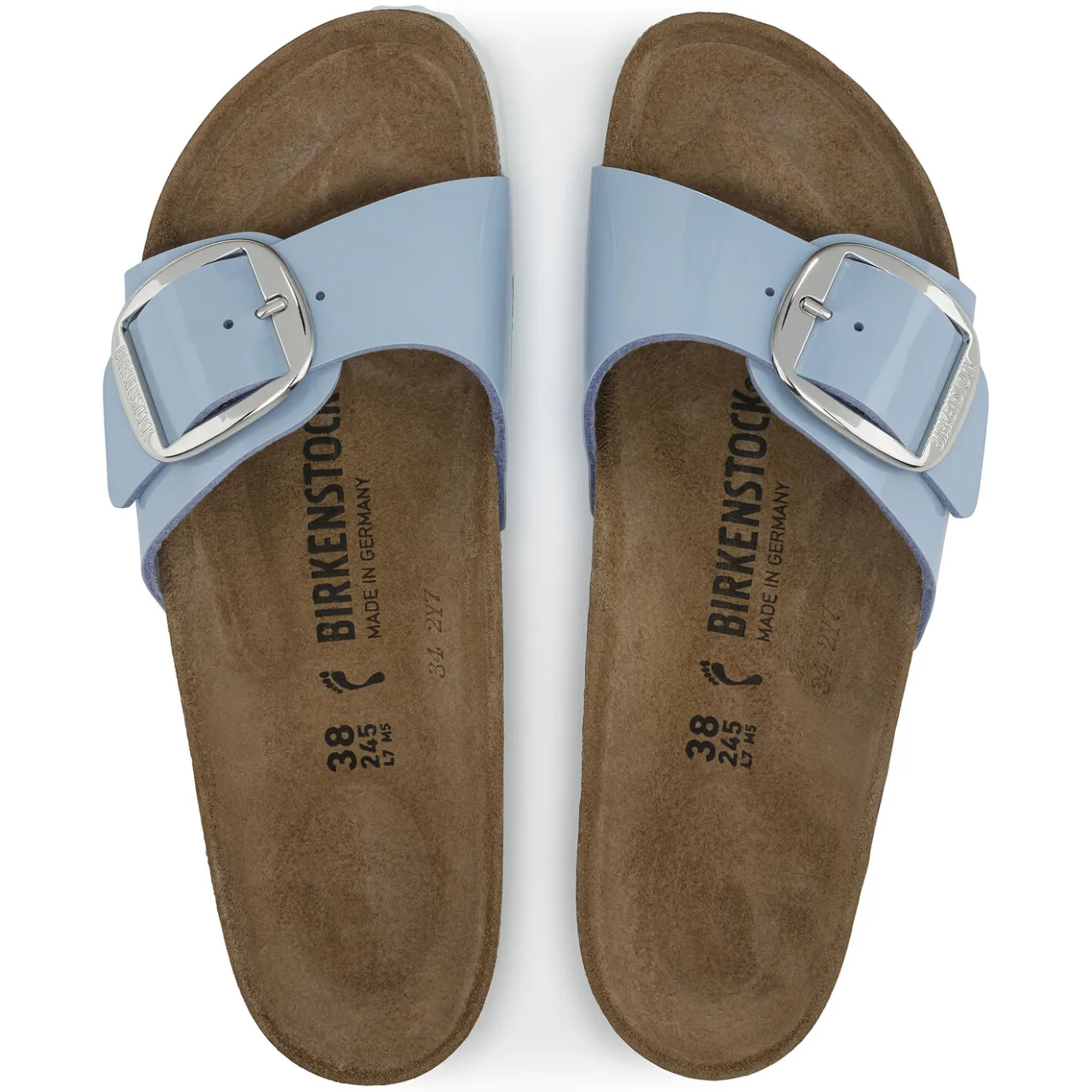 Birkenstock One-Strap Sandals<Madrid Big Buckle Patent Dove Blue