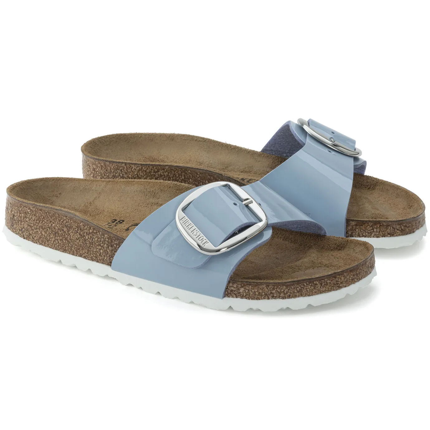 Birkenstock One-Strap Sandals<Madrid Big Buckle Patent Dove Blue